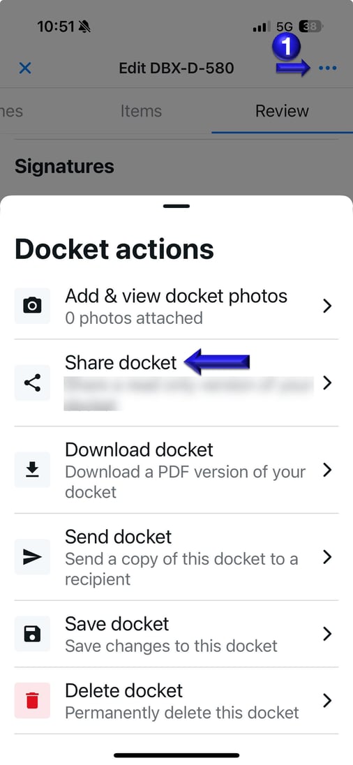 Share a Docket on the Docketbook - Site Dockets App