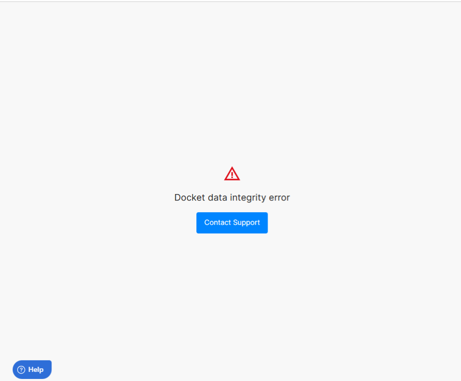 Docket Data Integrity Error