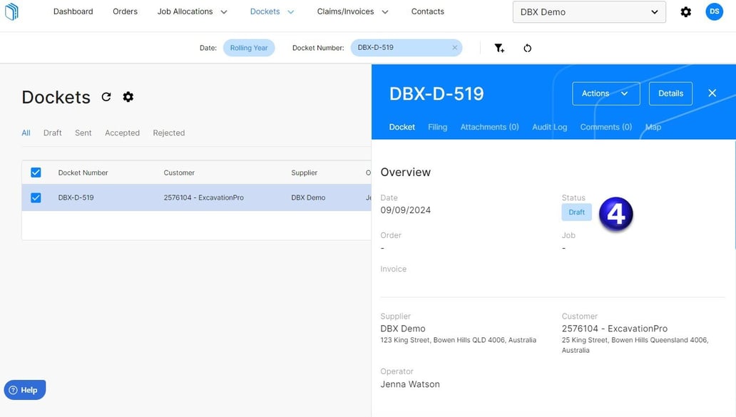Delete a Docket - Web View