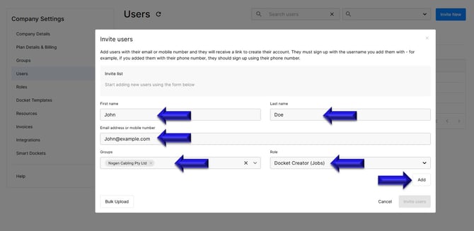 Example email