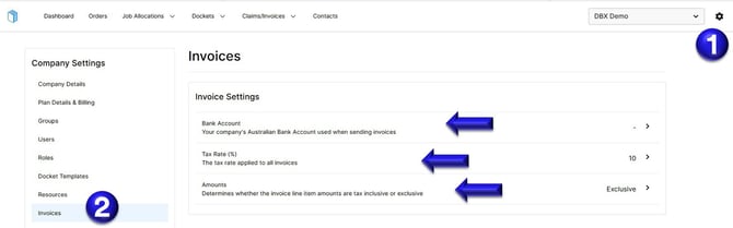 Invoice Settings