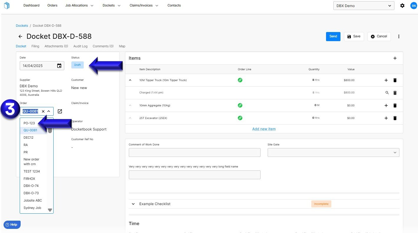 How to change the Order on a Sent Docket - Web View
