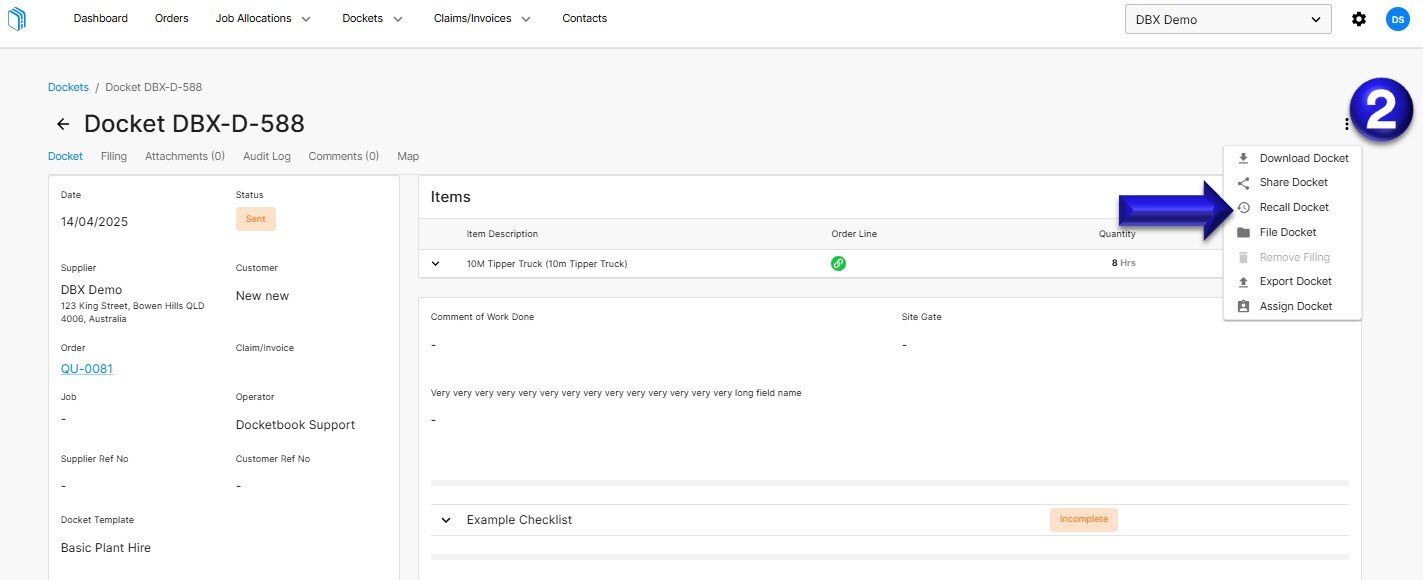 How to change the Order on a Sent Docket - Web View
