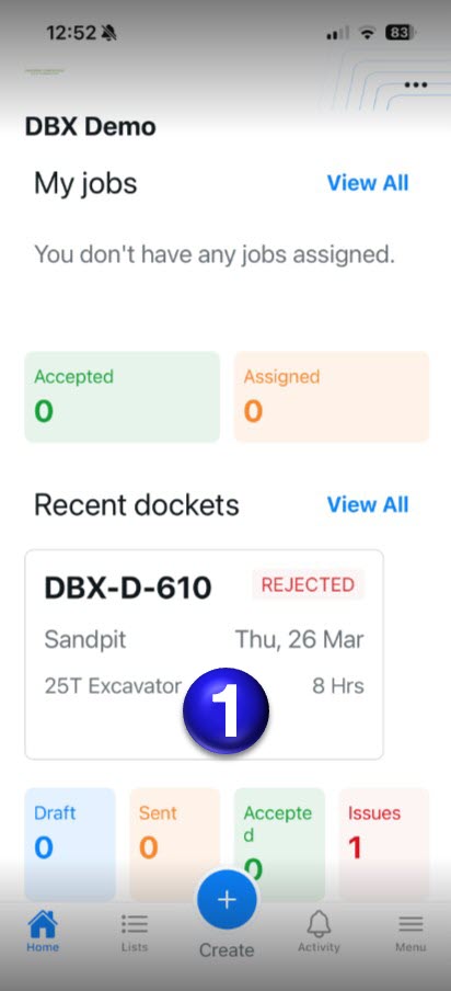 Update a Rejected Docket - Site Dockets App