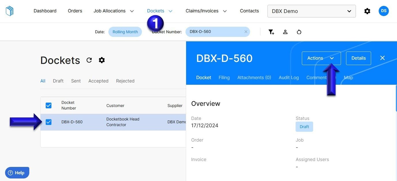 Simple Dockets Share a Docket - Web View