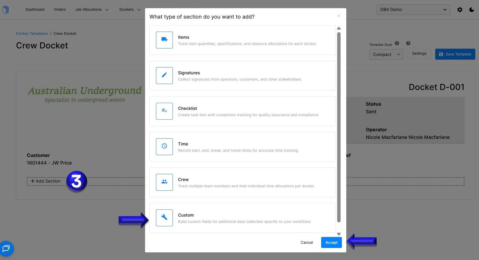 Service Docket How to create a Crew Docket Template - Web View